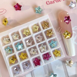 6mm Multi-Faceted -Mixed/Single Colors Star Nail Rhinestones