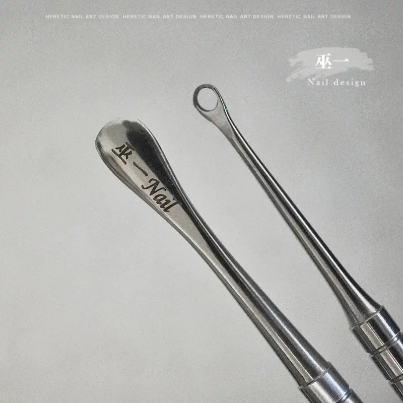 Stainless Steel Mini Round Ring Cuticle Pusher with Slanted Tip 1 Stainless Steel Mini Round Ring Cuticle Pusher with Slanted Tip