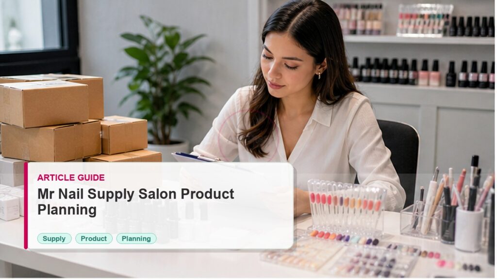 Mr Nail Supply Guide for Salon Product Planning photorealistic article cover for Artmiss nail salon buyers