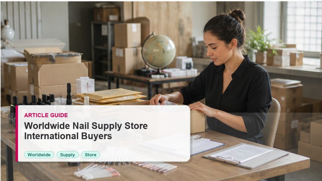Worldwide Nail Supply Store Guide for International Buyers photorealistic article cover for Artmiss nail salon buyers