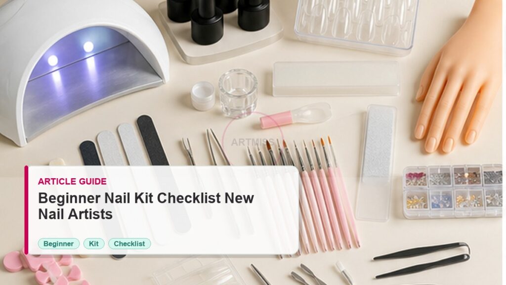 Beginner Nail Kit Checklist for New Nail Artists 8 Beginner Nail Kit Checklist for New Nail Artists photorealistic article cover for Artmiss nail salon buyers