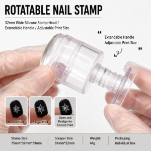 Professional Adjustable Twist & Zoom Clear Jelly Nail Stamper Set