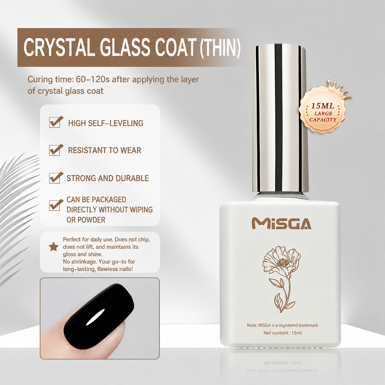 Mirror Chrome Powder Top Coat & Sealing Gel | Non-Wipe Super Gloss Polish Set (15ml) 2 Mirror Chrome Powder Top Coat & Sealing Gel | Non-Wipe Super Gloss Polish Set (15ml) - Image 2