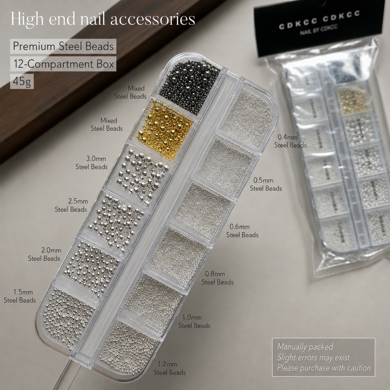 High-End 12-Grid Nail Caviar Beads Set – High Shine Metallic Nail Art Beads (45g) 1 nail caviar beads,Perfect for luxury nail art, 3D designs, chrome nails,