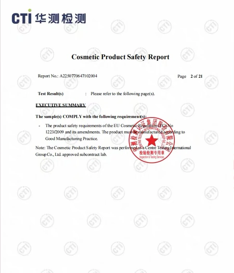 CTI cosmetic product safety report preview