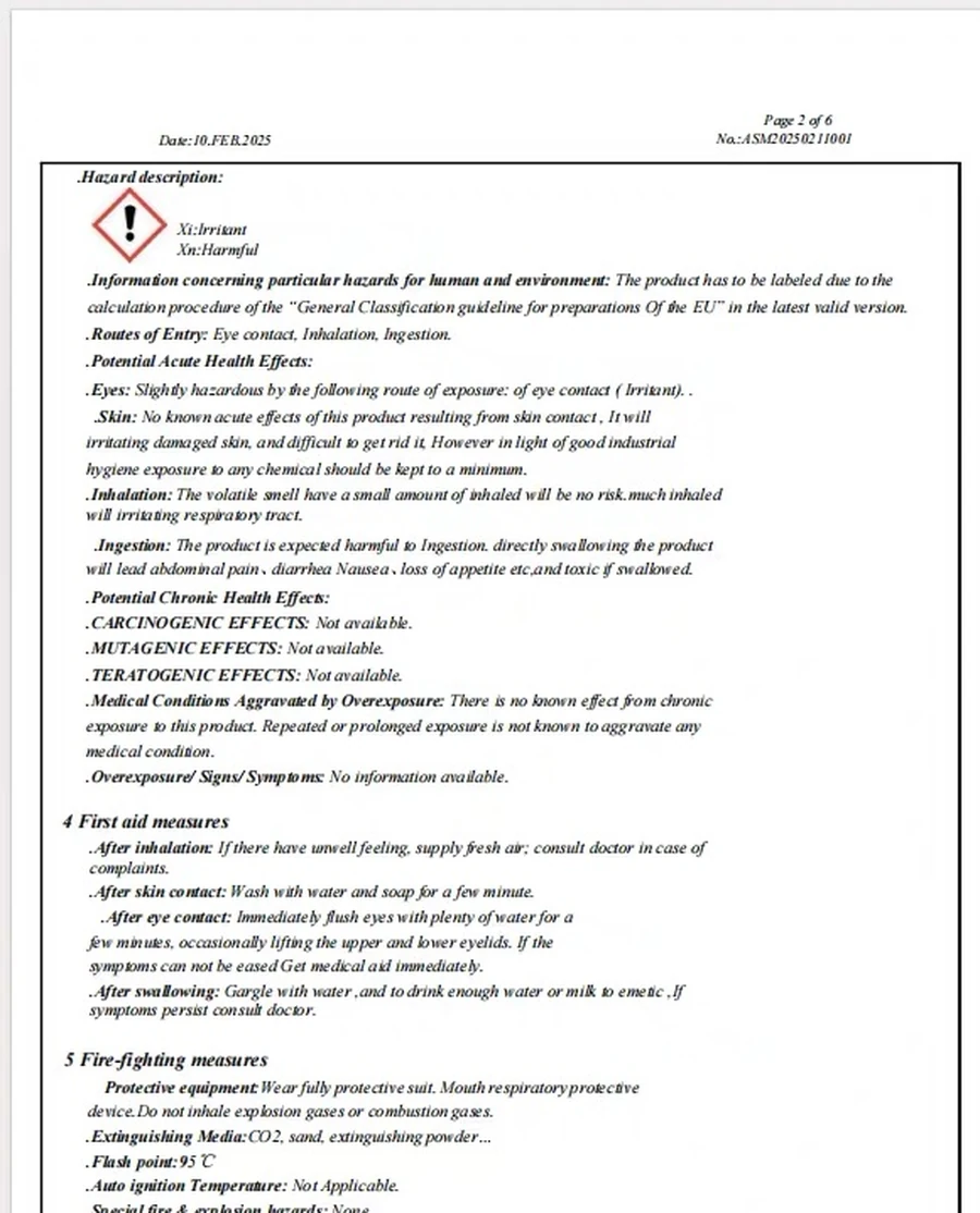 MODING nail polish MSDS preview
