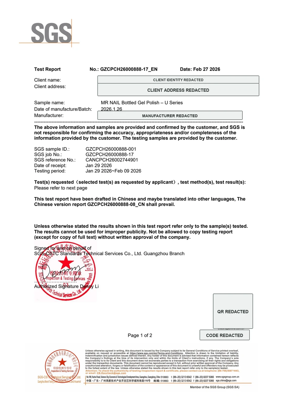 Privacy-redacted SGS TPO test report preview