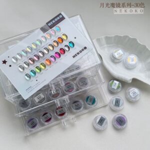 NEKOKO 30-Color Moonlight Magic Mirror Powder Set | Chrome Pigment