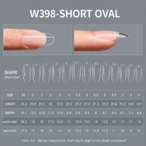 Salon-Quality W398-Short Oval Shape Full Coverage Gel Nail Tips