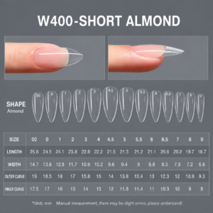 Short Almond Shape Full Coverage Gel Nail Tips appearance