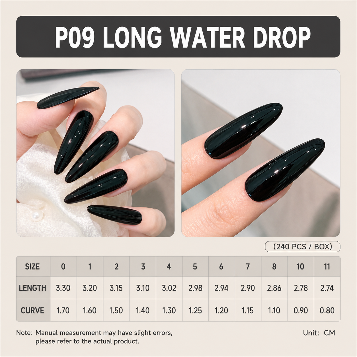MOZAI 2026 Long Water Drop Press-On Nail Tips 1 Long Water Drop Press-On Nail Tips appearance