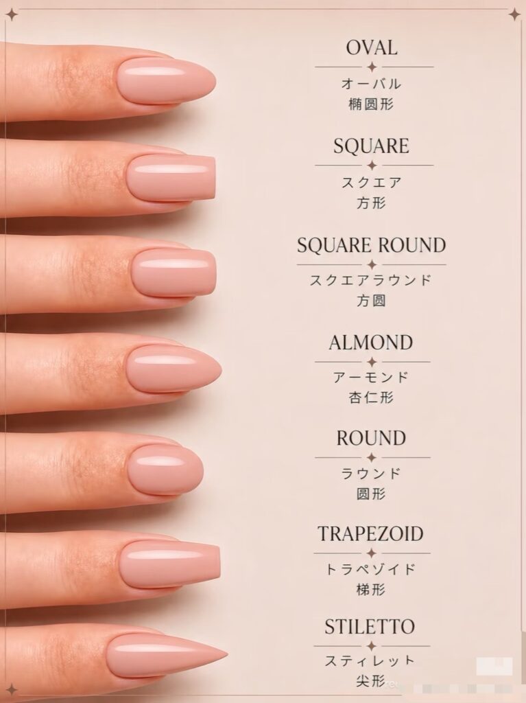 All kinds of commom nail shape